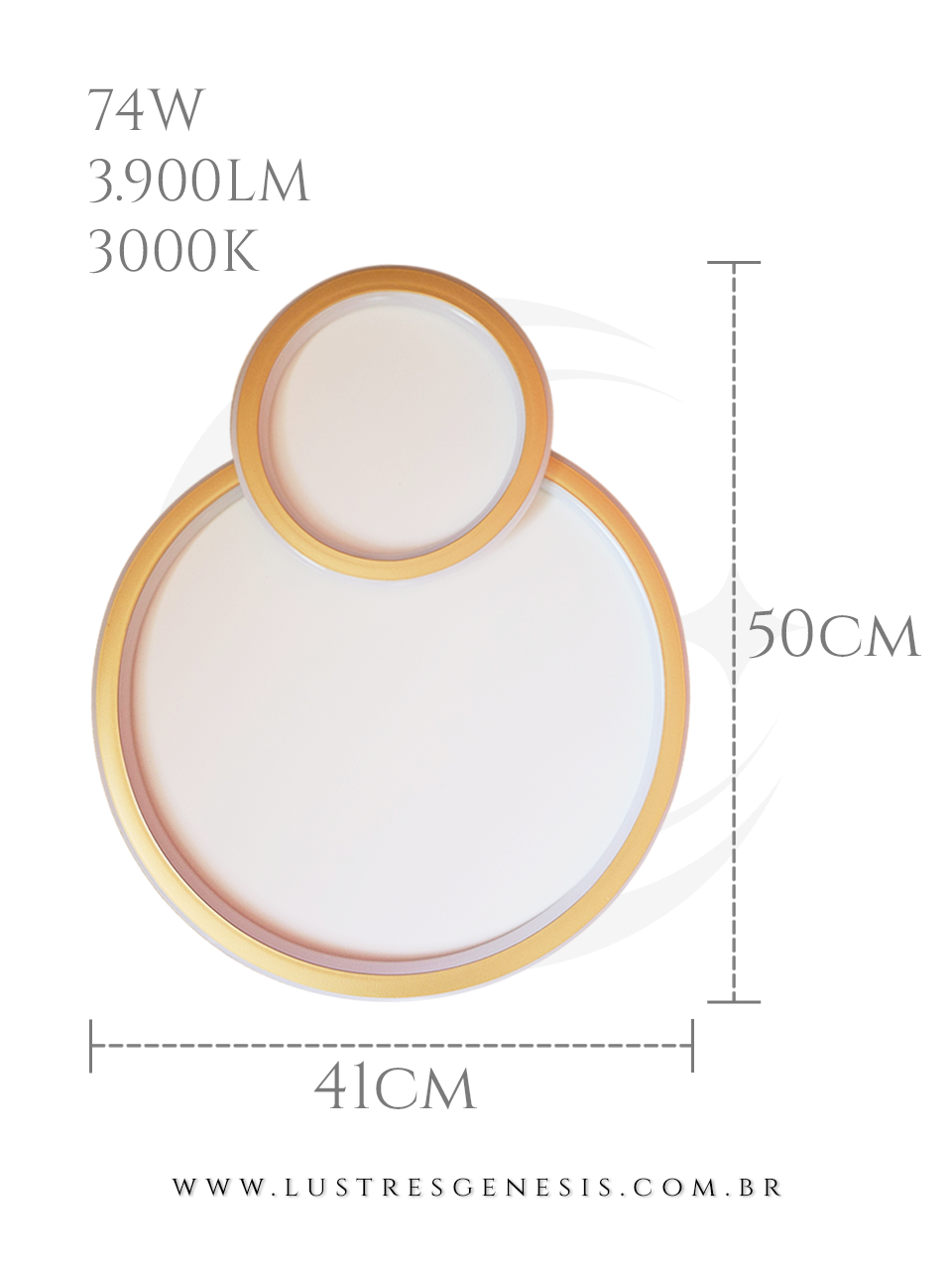 Medidas Plafon de LED Moderno Hadar Dourado
